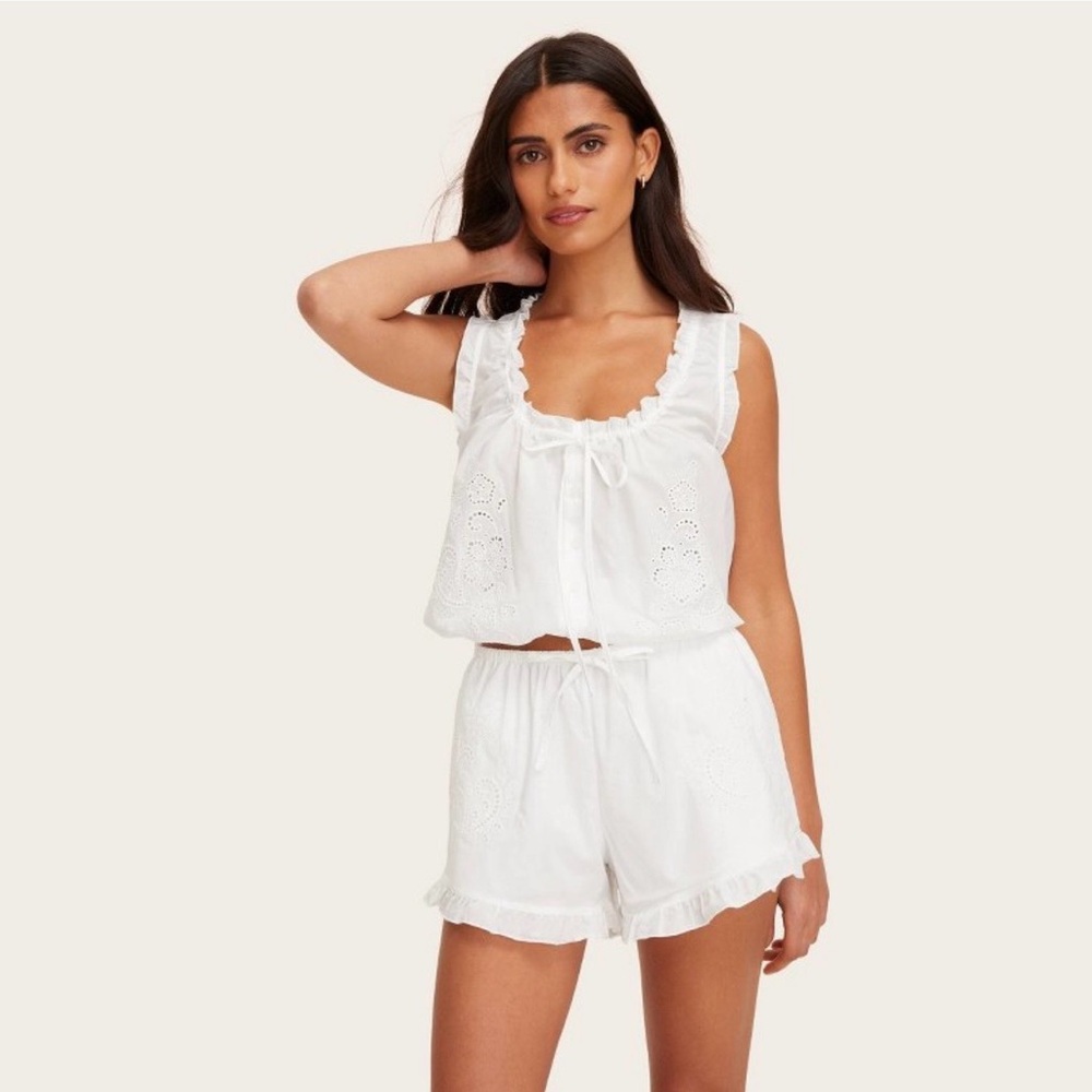 Parke x Target White Drawstring Ruffle Shorts